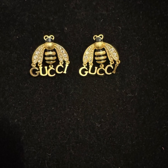 Gucci Marmont Gold Bee Logo Earrings - Picture 1 of 6